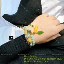 Vòng chuỗi ngọc Cẩm thạch mix Hổ phách mật lạp Vòng chuỗi ngọc Cẩm thạch mix Hổ phách mật lạp