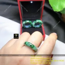 Nhẫn ngọc Cẩm thạch sơn thuỷ (Gia công theo ni tay) - Hình ảnh 2
