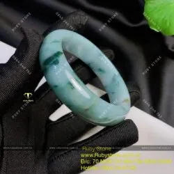 Vòng ngọc Cẩm Thạch Phiêu Lam Hoa, bản 15mm (Gia công theo yêu cầu) - Ảnh 8