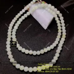 Vòng cổ ngọc Cẩm thạch xanh lơ nhẹ - Hình ảnh 2