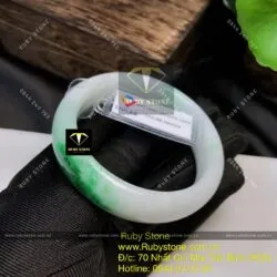 Vòng ngọc cẩm thạch xanh lý táo, ni tay 51mm - Hình ảnh 8