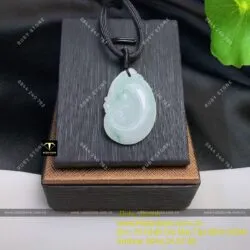 Mặt dây chuyền ngọc bội như ý Cẩm Thạch (Jadeite A), KT 34mm - Ảnh 2