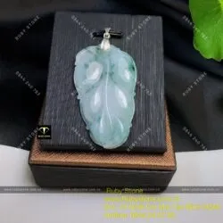 Mặt dây chuyền chiếc lá ngọc Cẩm Thạch (Jadeite A), KT 50mm - Ảnh 4
