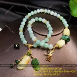 Vòng chuỗi ngọc Cẩm thạch mix Hổ phách mật lạp Vòng chuỗi ngọc Cẩm thạch mix Hổ phách mật lạp