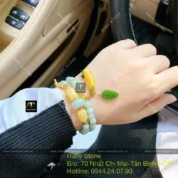 Vòng chuỗi ngọc Cẩm thạch mix Hổ phách mật lạp