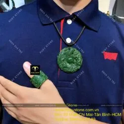 Bộ sản phẩm mặt dây Long-Phụng và nhẫn càn long Rồng Ngọc bích cho nam