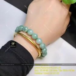 Vòng chuỗi cẩm thạch đậu lý (jadeite A) 10 ly - Ảnh 3