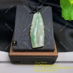 Mặt dây chuyền ngọc Cẩm Thạch (Jadeite A) trúc quân tử, KT 53mm - Ảnh 4