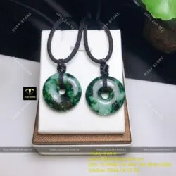 Mặt dây Đồng điếu ngọc Cẩm thạch sơn thuỷ (Jadeite A)