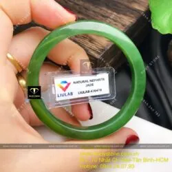 Vòng tay ngọc bích Canada xanh lá VIP, bản vuông 7,5mm