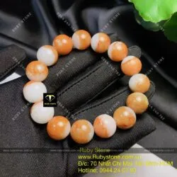 Vòng chuỗi ngọc Cẩm thạch huyết 13,5 ly - Hình ảnh 6