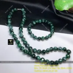 Bộ sản phẩm vòng cổ và vòng tay Cẩm thạch sơn thuỷ (jadeite A)