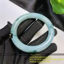 Vòng ngọc Cẩm thạch phiêu lam hoa, ni tay 54mm (Gia công theo yêu cầu) - Hình ảnh 6