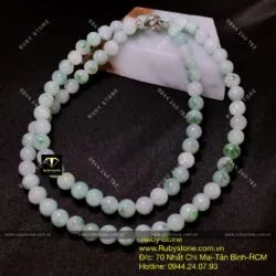 Vòng cổ cẩm thạch trắng phớt lý xanh Vòng cổ cẩm thạch trắng phớt lý xanh