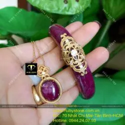 Mặt dây chuyền Ruby Nam Phi, vàng 18k - Hình ảnh 4