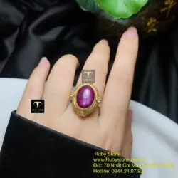 Nhẫn oval Ruby Nam Phi, vàng 18k - Hình ảnh 6
