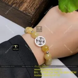 Vòng ngọc Cẩm thạch huyết mix charm bạc - Hình ảnh 3