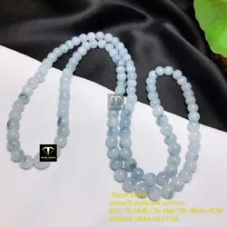 Vòng cổ ngọc Cẩm thạch phiêu lam hoa 108 hạt - Hình ảnh 8