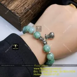 Vòng chuỗi Cẩm thạch đậu lý mix charm bạc - Hình ảnh 3