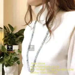 Vòng cổ cẩm thạch phiêu lam hoa 108 hạt - Ảnh 7