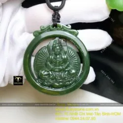 Phật Quan Âm ngọc bích Canada tạc tay tinh xảo, KT 51mm - Ảnh 4
