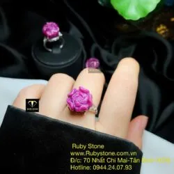 Nhẫn bạc hoa mẫu đơn Ruby Nam Phi - Ảnh 2