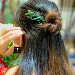 Trâm cài tóc liên hoa ngọc bích chạm tay tinh xảo