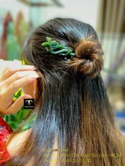 Trâm cài tóc liên hoa ngọc bích chạm tay tinh xảo - Ảnh 13