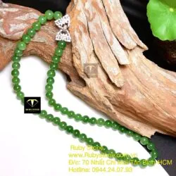 Vòng cổ ngọc bích Canada xanh lá 8 ly (54 hạt) - Ảnh 6