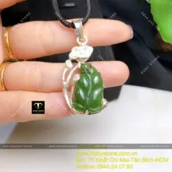 Mặt dây chuyền chiếc lá Ngọc bích, bạc 925 - Hình ảnh 2