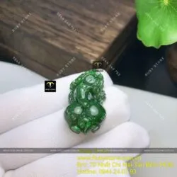 Tỳ hưu ngọc bích Canada xanh đậm, kích thước 31mm - Ảnh 5