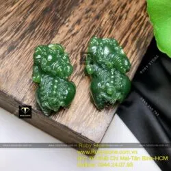 Tỳ hưu ngọc bích Canada chạm trổ tinh xảo, KT 37mm - Ảnh 11