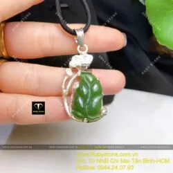 Mặt dây chuyền chiếc lá Ngọc bích, bạc 925 - Hình ảnh 6