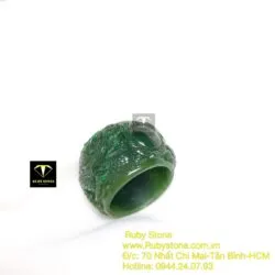 Nhẫn song Long chầu nguyệt ngọc bích Canada, bản 18mm - Ảnh 7