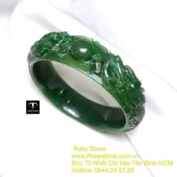 Vòng tay ngọc bích Canada chạm Song Long chầu nguyệt - Hình ảnh 9