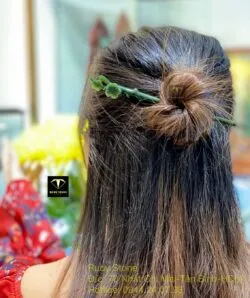 Trâm cài tóc hoa mai Ngọc bích chạm trổ tinh xảo