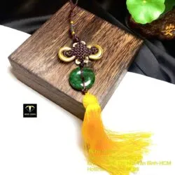 Móc treo xe đồng điếu bình an ngọc bích Canada Móc treo xe đồng điếu bình an ngọc bích Canada