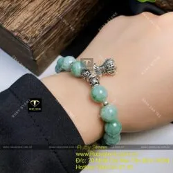 Vòng chuỗi Cẩm thạch đậu lý mix charm bạc - Hình ảnh 2