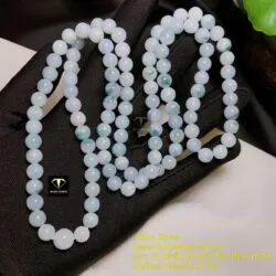 Vòng cổ ngọc Cẩm thạch phiêu lam hoa 108 hạt - Hình ảnh 7
