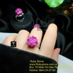 Nhẫn bạc hoa mẫu đơn Ruby Nam Phi - Ảnh 3