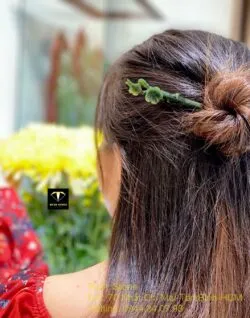 Trâm cài tóc hoa mai Ngọc bích chạm trổ tinh xảo - Ảnh 11