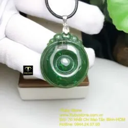 Mặt dây chuyền như ý Ngọc bích Canada xanh đậm, KT 36mm - Ảnh 7