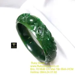 Vòng tay ngọc bích Canada chạm Song Long chầu nguyệt - Hình ảnh 6