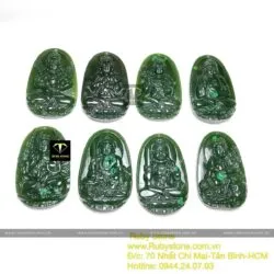 Phật bản mệnh ngọc bích Canada xanh đậm, kích thước 37mm - Ảnh 4