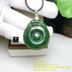 Mặt dây chuyền như ý Ngọc bích Canada xanh đậm, KT 36mm - Ảnh 8