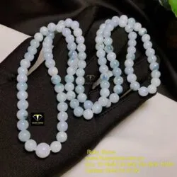 Vòng cổ ngọc Cẩm thạch phiêu lam hoa 108 hạt - Hình ảnh 6