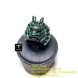 Nhẫn đầu rồng ngọc Cẩm thạch sơn thuỷ xanh đen - Hình ảnh 13