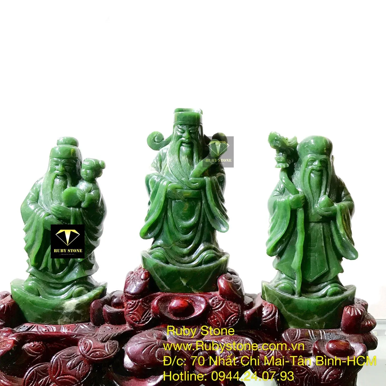 Bộ Tam đa (Phúc - Lộc - Thọ) ngọc bích Canada Bộ Tam đa (Phúc - Lộc - Thọ) ngọc bích Canada