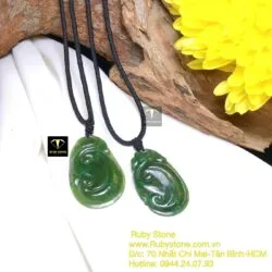 Ngọc bội như ý ngọc bích Canada xanh đậm, KT 38mm - Hình ảnh 7