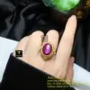 Nhẫn oval Ruby Nam Phi, vàng 18k